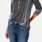 Blusa feminina com mangas bufantes e estampa estilo &amp; co, preta, tamanho PL