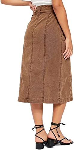Saia midi feminina Catching Feelings da Free People, marrom, tamanho 6