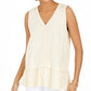 Regata feminina com babados e bainha estilo &amp; co, tamanho médio, creme