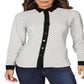 Blusa feminina Anne Klein com botões e acabamento contrastante, branca, tamanho 4