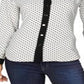 Blusa feminina Anne Klein com botões e acabamento contrastante, branca, tamanho 4