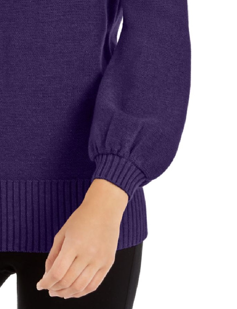 Alfani Suéter feminino com contas de manga comprida, roxo, tamanho pequeno