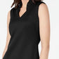 Vestido de festa Calvin Klein feminino, sem mangas, com zíper e babados, decote em V acima do joelho, preto, tamanho 12 pequeno