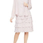 Jaqueta feminina SL Fashions com 2 peças e frente aberta e vestido em camadas e flare, tamanho 18, branco
