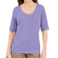 Blusa feminina Karen Scott com decote em V e detalhes em botões, roxa, tamanho médio