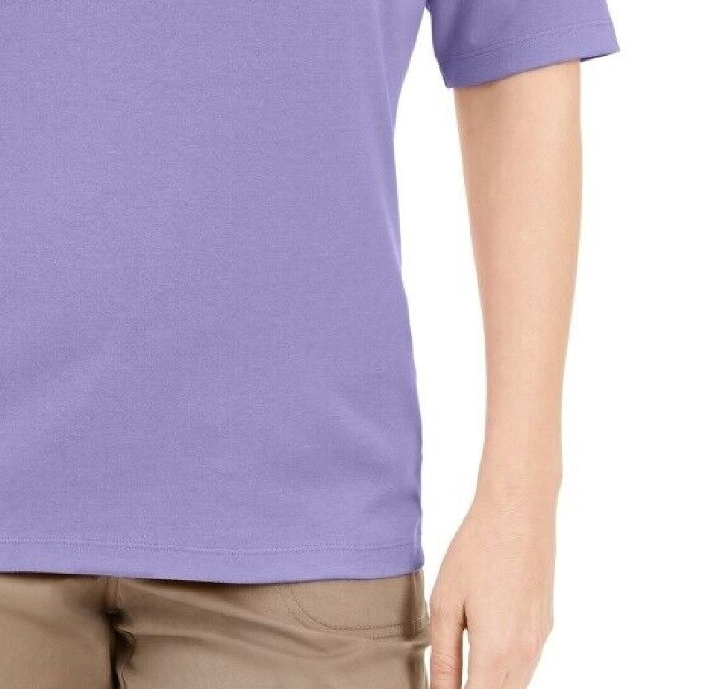 Blusa feminina Karen Scott com decote em V e detalhes em botões, roxa, tamanho médio