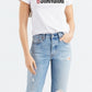 Camiseta feminina Levi's de algodão Shanghai com estampa gráfica, branca, tamanho médio