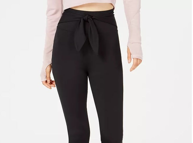 Leggings Material Girl Active Juniors com amarração frontal, preta, tamanho médio