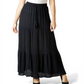 Saia longa amassada em camadas Ultra Flirt feminina, preta, tamanho grande