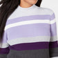 Karen Scott Suéter Feminino Listrado de Algodão com Canelado Roxo Tamanho PS/M