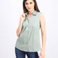 Camisa feminina com gola Charter Club, verde, tamanho 14, pequena