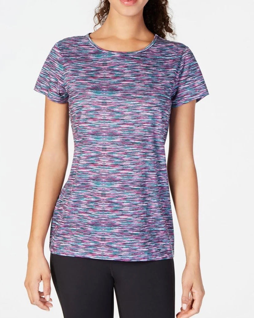 Ideology Top Feminino com Decote em V e Costas em Tingimento Espacial Rosa/Verde Tamanho X-S