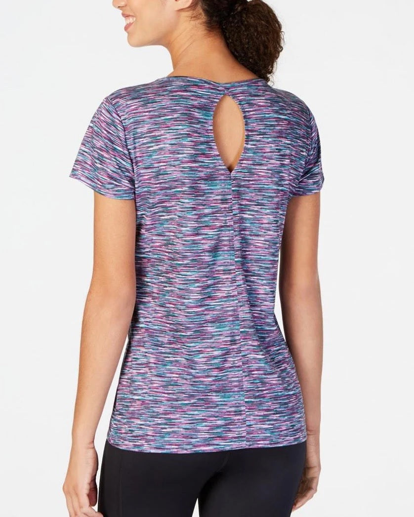 Ideology Top Feminino com Decote em V e Costas em Tingimento Espacial Rosa/Verde Tamanho X-S