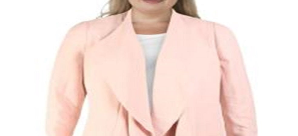 Jaqueta Anne Klein Feminina Drapey Aberta Frente Rosa Tamanho 16