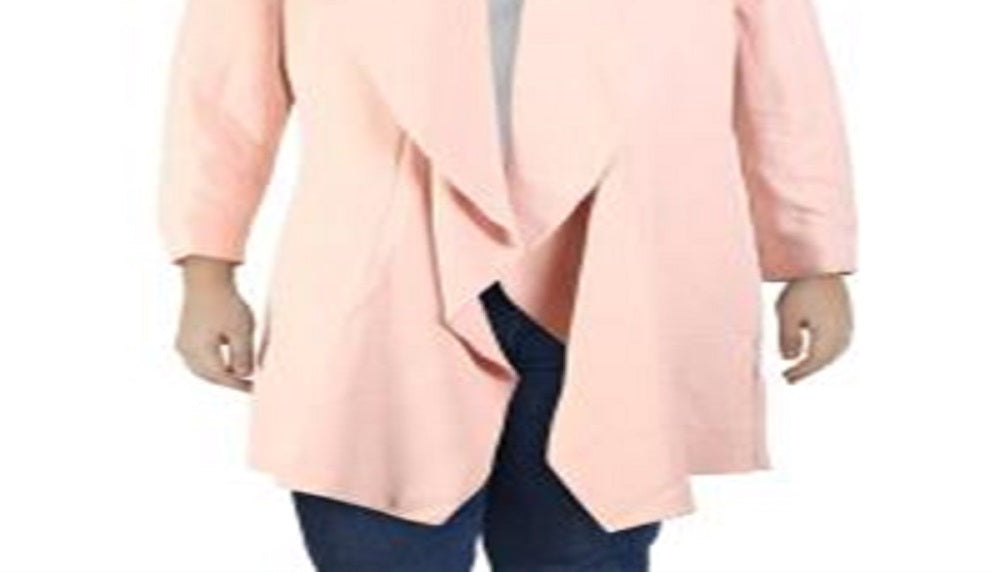 Jaqueta Anne Klein Feminina Drapey Aberta Frente Rosa Tamanho 16