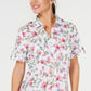 Camisa de algodão texturizada Iris Bliss feminina Karen Scott, branca, tamanho pequeno P