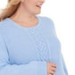 Karen Scott Suéter Feminino Plus Size 1X em Malha Canelada e Gola Redonda Azul