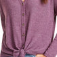 Blusa de malha waffle com amarração frontal Ultra Flirt Junior, roxa, tamanho extragrande