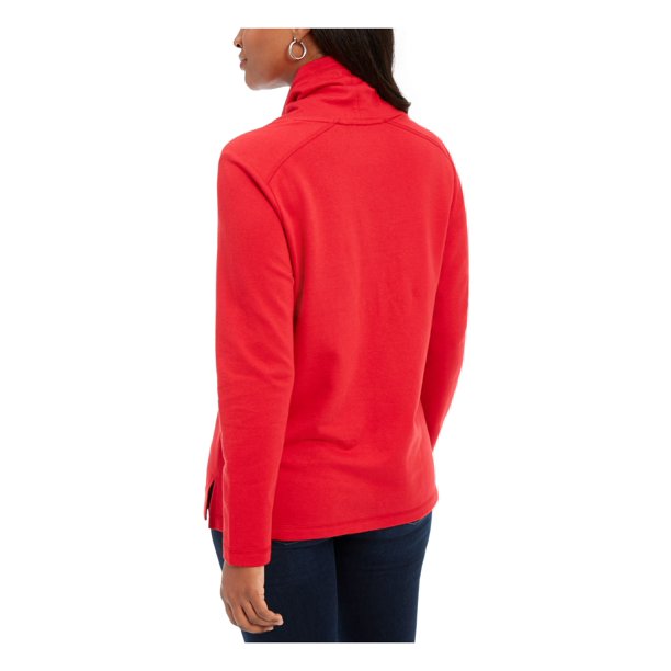 Blusa feminina Karen Scott com gola alta e manga comprida mesclada, vermelha, tamanho P
