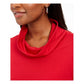 Blusa feminina Karen Scott com gola alta e manga comprida mesclada, vermelha, tamanho P