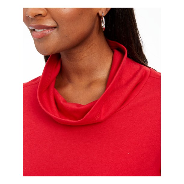 Blusa feminina Karen Scott com gola alta e manga comprida mesclada, vermelha, tamanho P