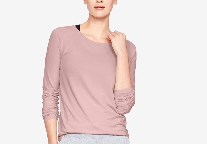 Camiseta Under Armour Feminina Sem Costura Manga Longa Rosa Tamanho P