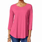 Blusa feminina JM Collection manga três quartos Victoria rosa tamanho PXL