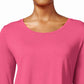Blusa feminina JM Collection manga três quartos Victoria rosa tamanho PXL
