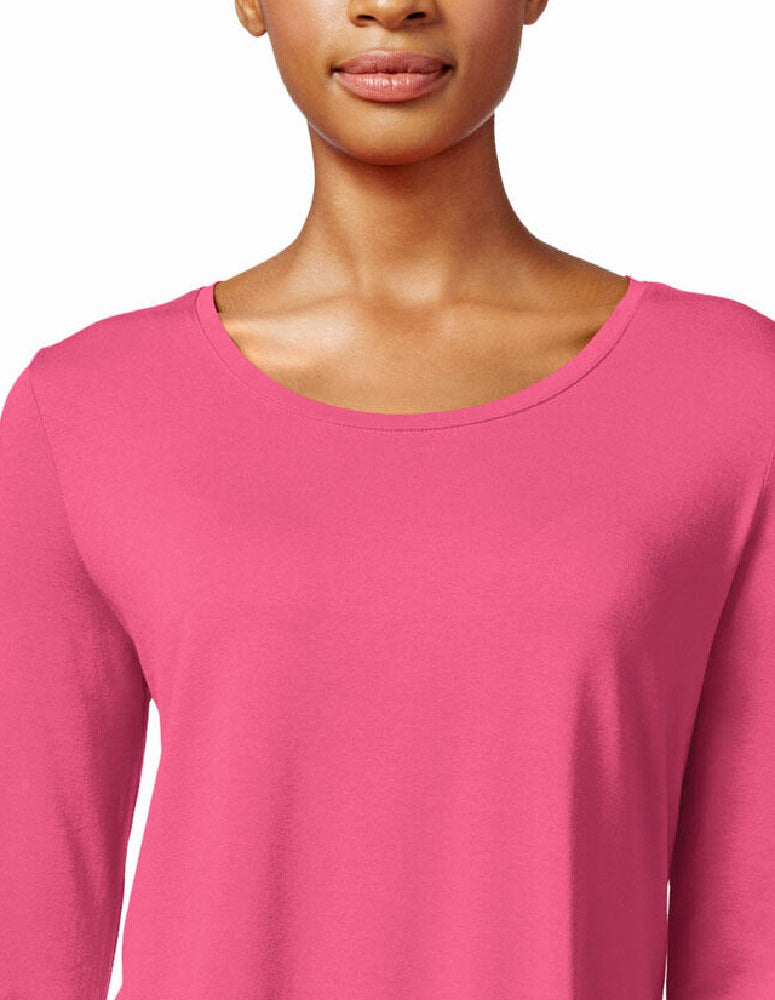 Blusa feminina JM Collection manga três quartos Victoria rosa tamanho PXL