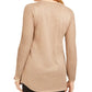 Blusa feminina de lurex com decote em treliça, tamanho extrapequeno, dourada, da coleção JM