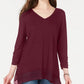 Top de chiffon com decote em V feminino Style &amp; Co, vinho tinto, tamanho pequeno
