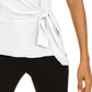 INC International Concepts Top feminino com amarração lateral, branco, tamanho PL