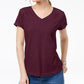 Camiseta feminina com decote em V e bolso, estilo &amp; co, vermelha, tamanho PL