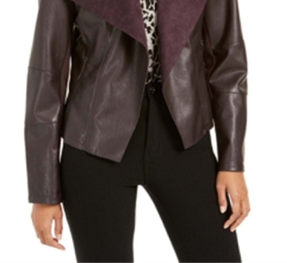 Casaco de couro sintético feminino Bar III para inverno, roxo, tamanho extrapequeno