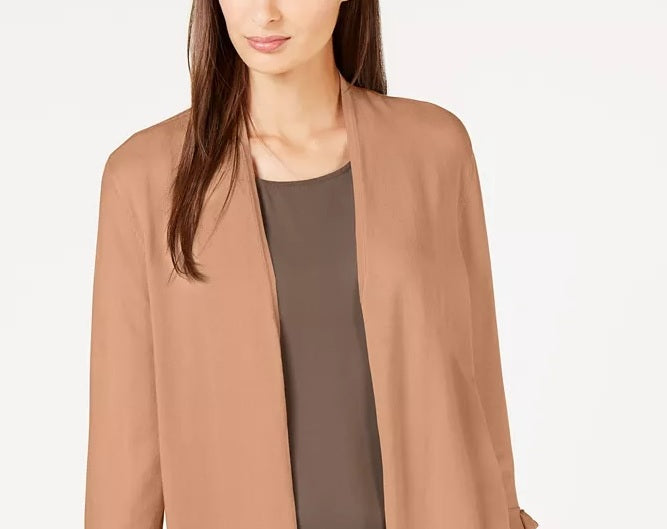 Cardigan feminino Alfani com mangas amarradas, marrom, tamanho XX-G