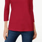 Karen Scott Top feminino de algodão com decote redondo, tamanho pequeno, vermelho, tamanho pequeno, G