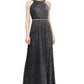 Vestido longo feminino SL Fashions com contas metálicas, prateado, tamanho 6