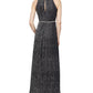 Vestido longo feminino SL Fashions com contas metálicas, prateado, tamanho 6