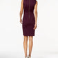 Vestido curto Calvin Klein feminino com gola babada e bainha estilo Scuba, roxo, tamanho 8