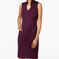 Vestido curto Calvin Klein feminino com gola babada e bainha estilo Scuba, roxo, tamanho 8