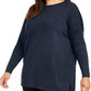 Blusa túnica feminina estilo &amp; co plus size com costura frontal e mídia mista, azul, tamanho 0X