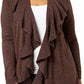 Karen Scott Cardigan Feminino com Babados na Frente Marrom Escuro Tamanho P