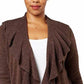 Karen Scott Cardigan Feminino com Babados na Frente Marrom Escuro Tamanho P