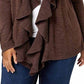Karen Scott Cardigan Feminino com Babados na Frente Marrom Escuro Tamanho P