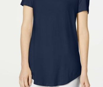 JM Collection Blusa feminina com ombros descobertos, azul, tamanho extragrande