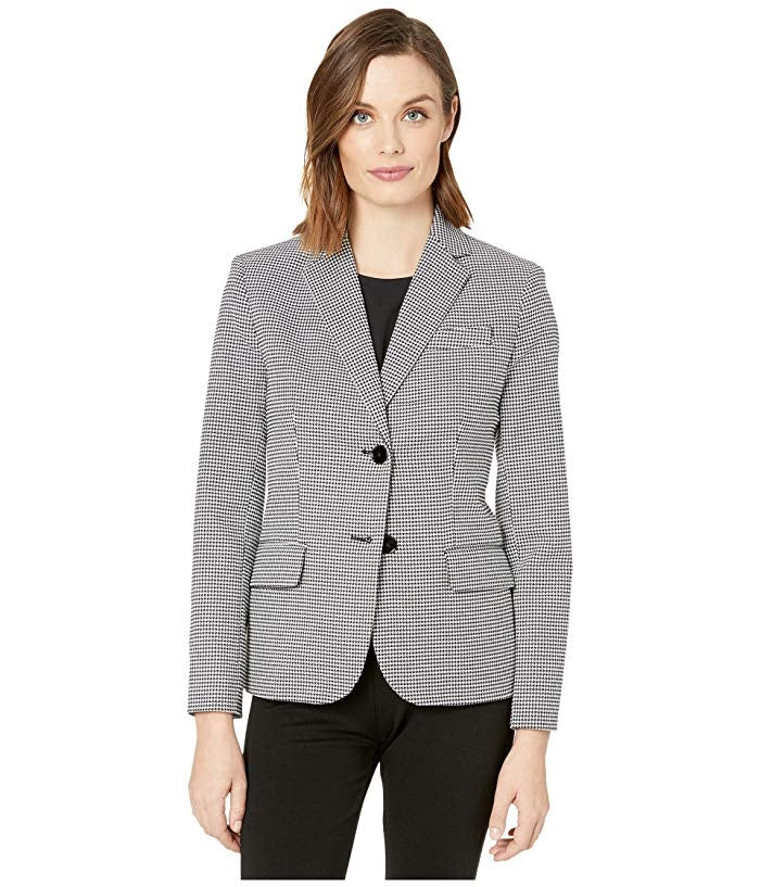 Ralph Lauren Blazer Taipa Houndstooth Work Wear Feminino Branco Tamanho 8