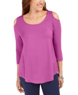 JM Collection Blusa feminina com ombros descobertos, rosa, tamanho extragrande