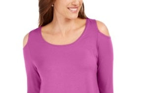 JM Collection Blusa feminina com ombros descobertos, rosa, tamanho extragrande