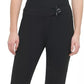 Calça feminina Calvin Klein com botões frontais e perna reta, preta, tamanho 4