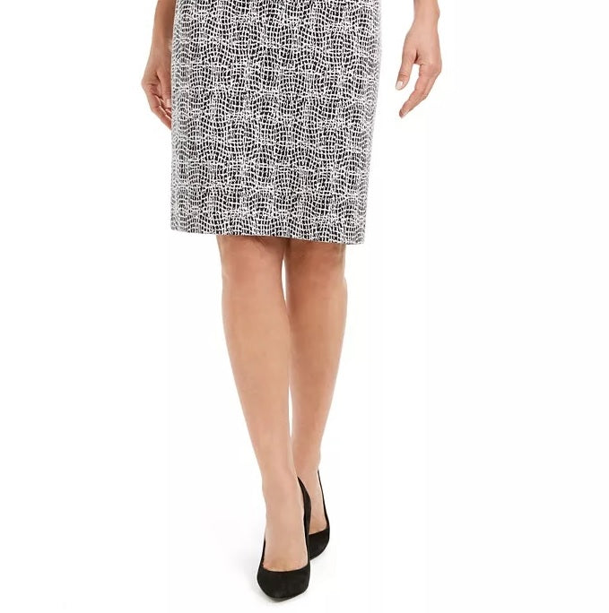 Saia feminina Kasper metálica jacquard carvão tamanho 2 petite